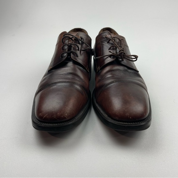 Santoni Cap Toe Oxford Derby Shoe Burgundy Leather Mens US Size 11.5 M - Picture 2 of 13